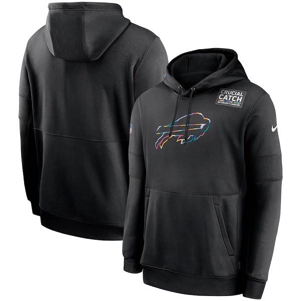 Men's Buffalo Bills Black NFL 2020 Crucial Catch Sideline Performance Pullover Hoodie